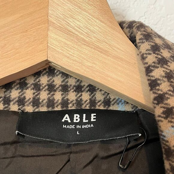 Able Brushed Cotton Plaid Marie Oversized Overcoat Jacket Women's Size Large - Picture 5 of 6